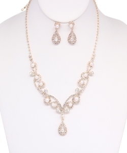 Crystal Necklace with Earrings NB810017 GOLD